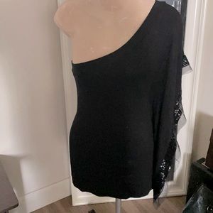 Elegant Black One Shoulder Blouse
